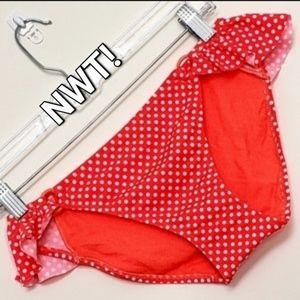 NEW! ☆Marie Meili orange w/white polka dots bikini bottoms only *SMALL